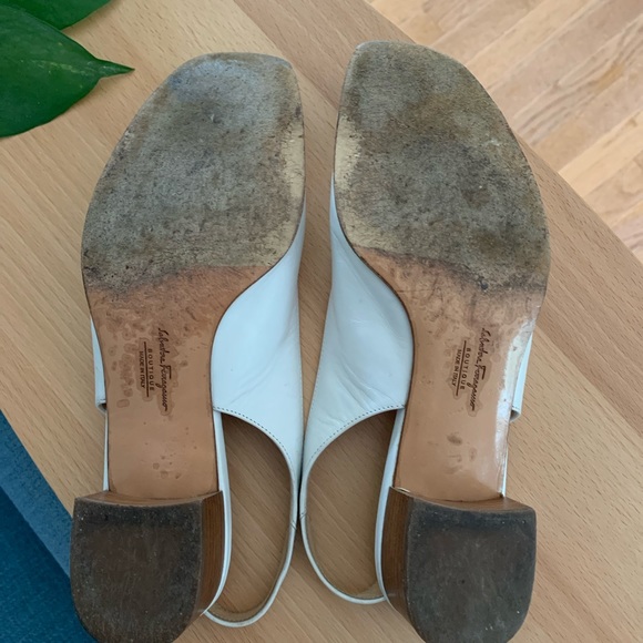 Salvatore Ferragamo White Neutral Slingback heels Sz 8 B - Picture 5 of 8